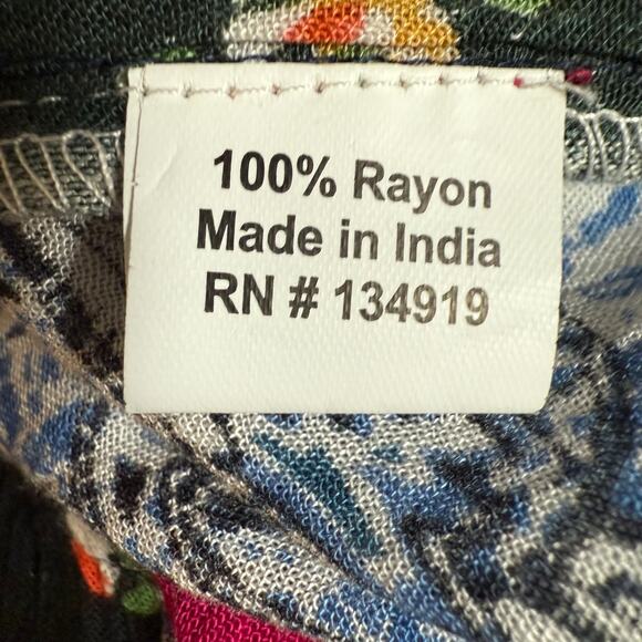 Anandas Patchwork Print Tassel Detail Smock Mini Dress Size Large Bell Sleeves - Picture 13 of 13